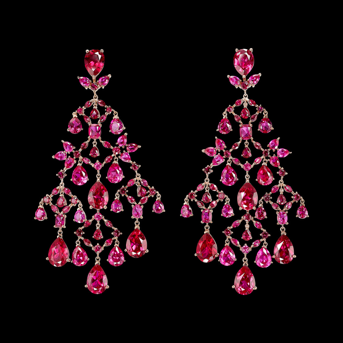 Ruby Celestial Cascade Earrings